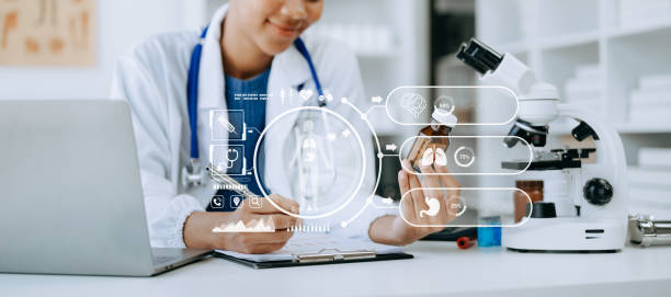Conceptual healthcare illustration showing genetic data and medical technology shaping personalized medicine and the future of healthcare in 2026.