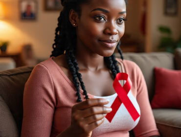 Sickle Cell Anemia, Your Baby, and Pregnancy A Comprehensive Guide A photorealistic image of a black pregnant woman experiencing discomfort, symbolizing health complications related to sickle cell anemia in pregnancy, highlighting maternal care and medical attention.